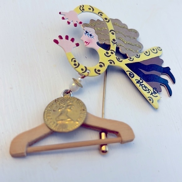 Fanciful Flights Lapel Hat Stick Pin by Karen Rossi Shopper Hanger Coin - Picture 3 of 5